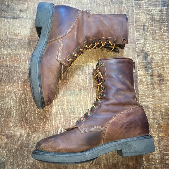 Justin Conductor 8" Western Work Boots Brown Mens 8.5 D 706 Keltie Leather USA - Picture 5 of 16